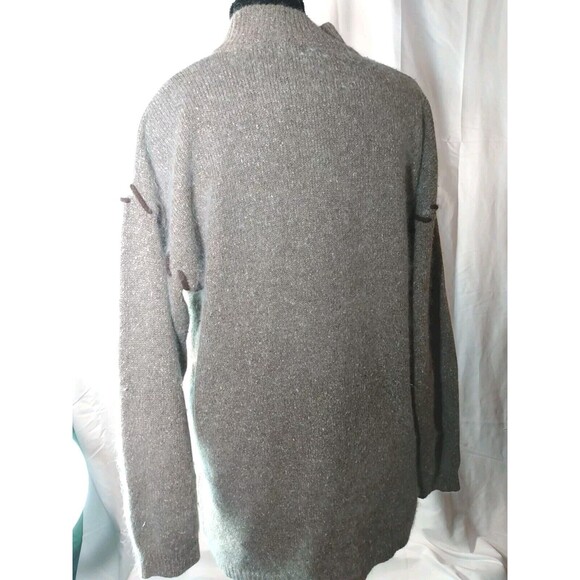 Chamonix Women Knit Beige colorblock stitch Silk Angora Blend Sweater Size Large - Picture 5 of 7